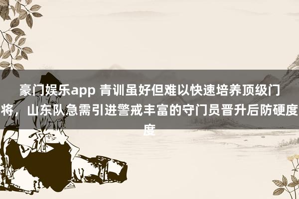 豪门娱乐app 青训虽好但难以快速培养顶级门将，山东队急需引进警戒丰富的守门员晋升后防硬度