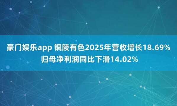 豪门娱乐app 铜陵有色2025年营收增长18.69% 归母净利润同比下滑14.02%