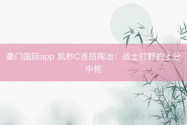 豪门国际app 凯秒C连招陶冶：战士打野的上分中枢